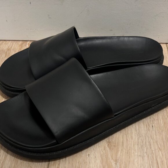 Alexander Wang x H&M Black Leather Slides - 10 - Picture 1 of 13